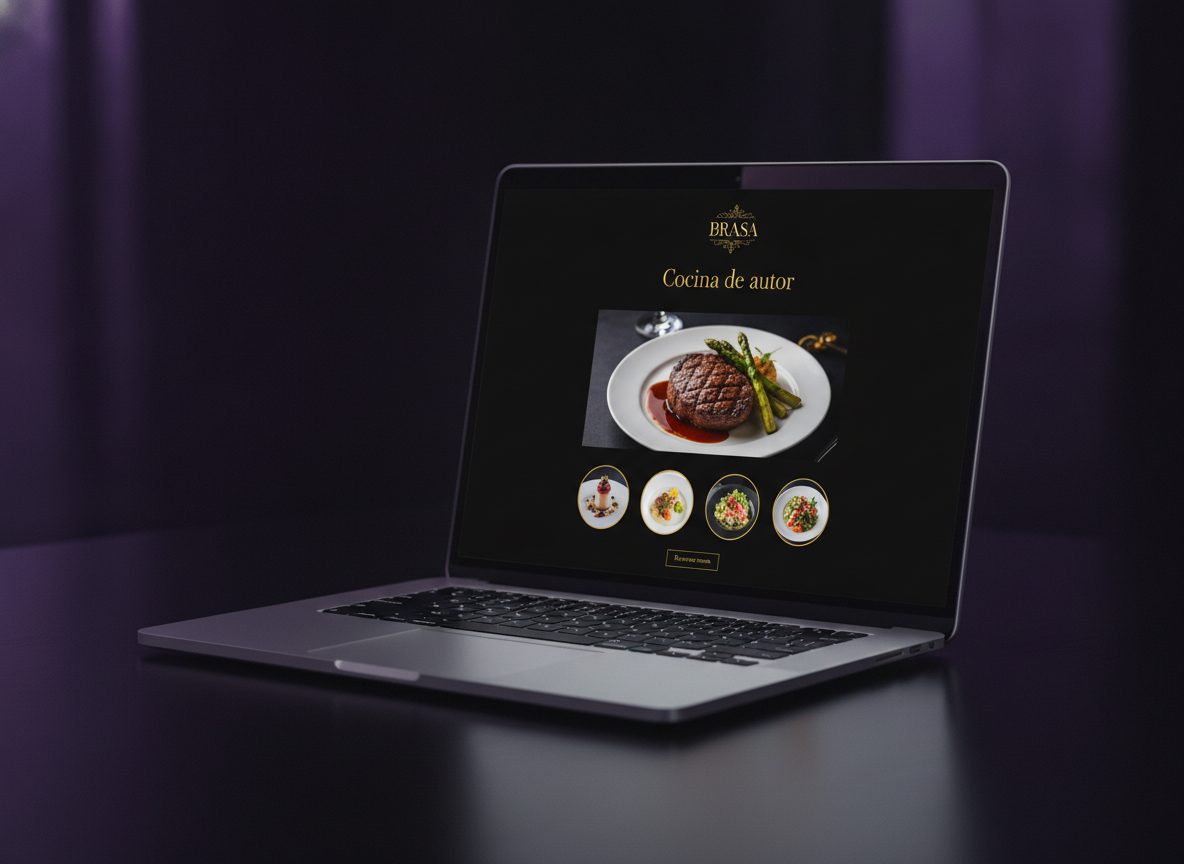 Web de restaurante en un portátil