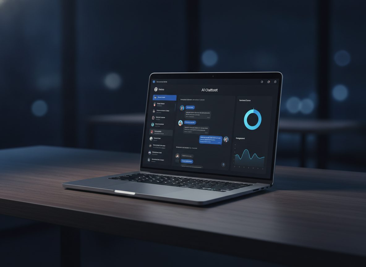 Panel de chatbot con IA en un portátil